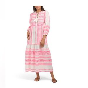 Elan White /Pink Embroidered Kaftan